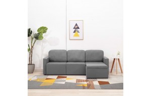 Καναπές κρεβάτι τριθέσιος αρθρωτός σε ανοιχτό γκρι χρώμα υφασμάτινος