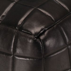 Πουφ Μαύρο 40 x 40 x 40 εκ. από Γνήσιο Δέρμα Κατσίκας