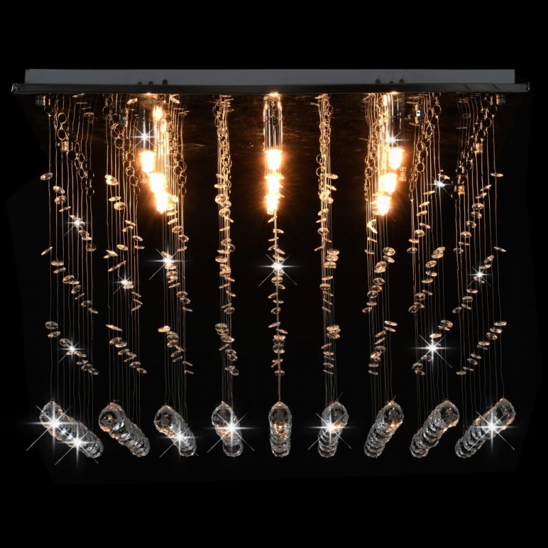 Φωτιστικό Οροφής Κύβος Ασημί με Κρυσταλλικές Χάντρες G9