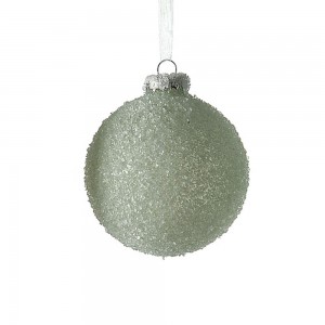 Χριστουγεννιάτικη γυάλινη μπάλα ανάγλυφη πράσινη 8 εκ