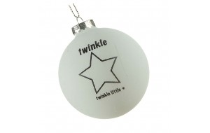 Γυάλινη Χριστουγεννιάτικη μπάλα λευκή twinkle little 8 εκ