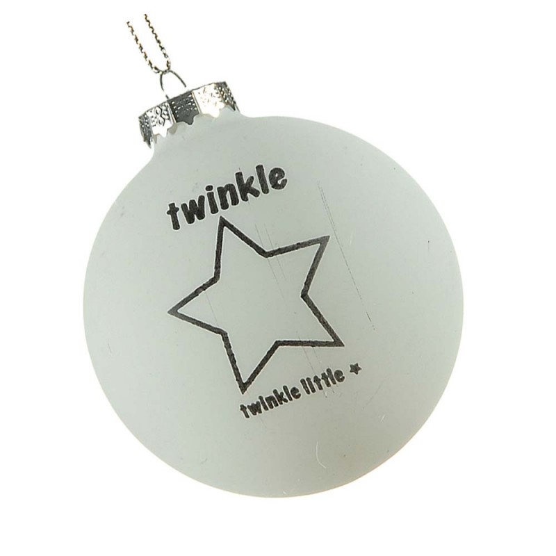 Γυάλινη Χριστουγεννιάτικη μπάλα λευκή twinkle little 8 εκ