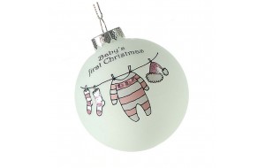 Γυάλινη ζωγραφιστή Χριστουγεννιάτικη μπάλα λευ&kapp