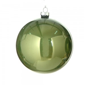 Χριστουγεννιάτικη γυάλινη γυαλιστερή μπάλα πράσινη 10 εκ