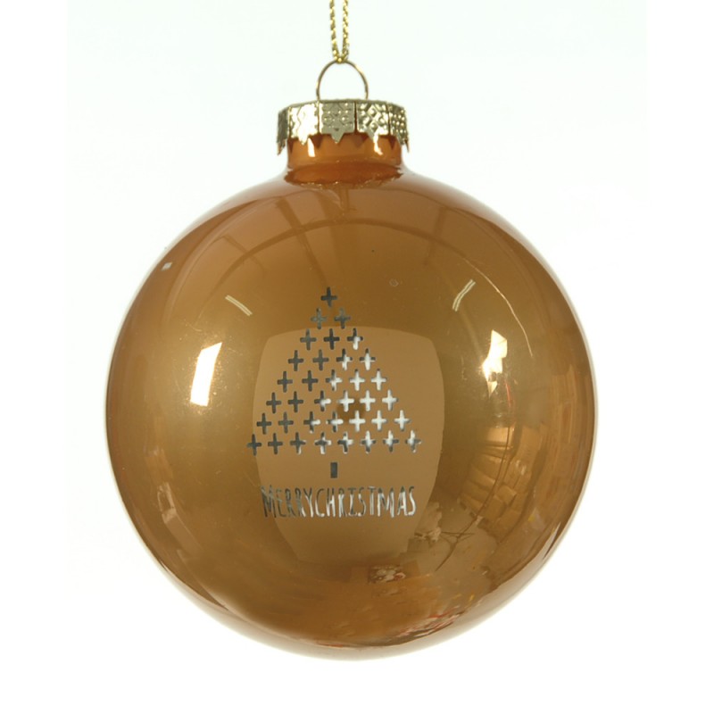 Χριστουγεννιάτικη μπάλα χρυσή μπρονζέ με δεντράκι από αστεράκια 8 εκ