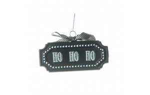Χριστουγεννιάτικο κρεμαστό στολίδι πλακέ μαύρο Ho Ho