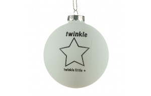 Γυάλινη Χριστουγεννιάτικη μπάλα λευκή twinkle little 8 εκ