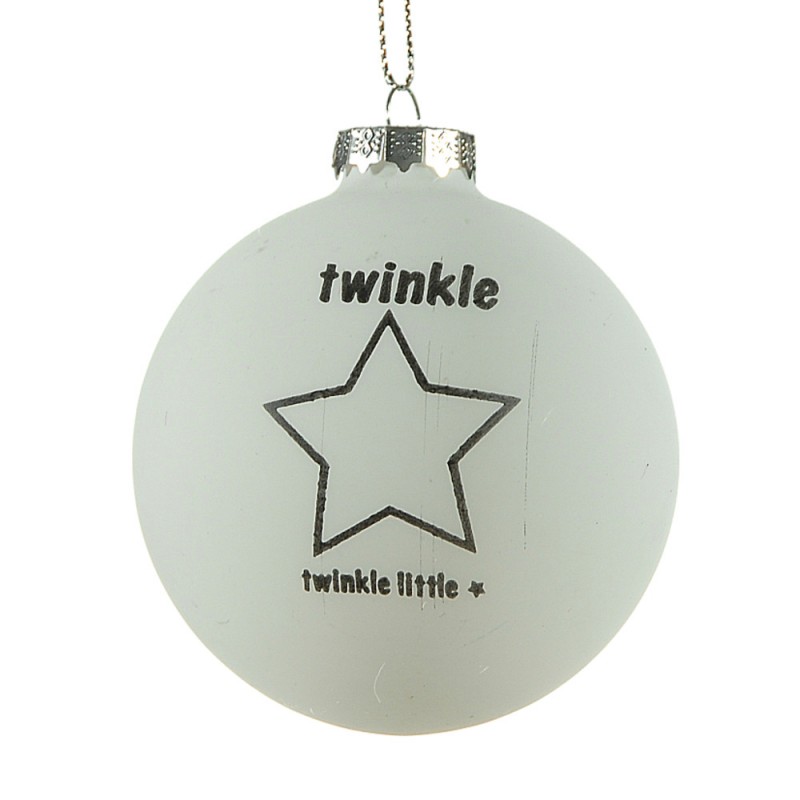 Γυάλινη Χριστουγεννιάτικη μπάλα λευκή twinkle little 8 εκ