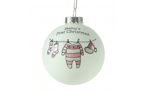 Γυάλινη ζωγραφιστή Χριστουγεννιάτικη μπάλα λευ&kapp