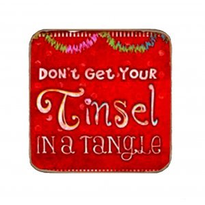 Vintage χειροποίητο σουβέρ dont get your tinsel in a tangle 9.5x9.5 εκ