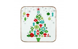 Ρετρό χειροποίητο σουβέρ Christmas tree 9.5x9.5 εκ