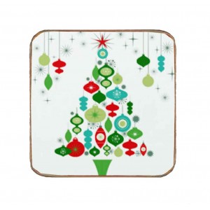 Ρετρό χειροποίητο σουβέρ Christmas tree 9.5x9.5 εκ