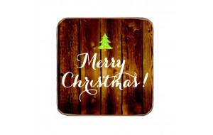 Ρετρό χειροποίητο σουβέρ με δεντράκι Merry Christmas 9.5x9.5 εκ