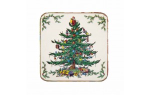 Vintage χειροποίητο σουβέρ Christmas tree 9.5x9.5 εκ