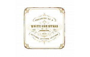 Vintage χειροποίητο σουβέρ white christmas 9.5x9.5 εκ
